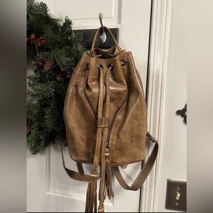BED STU RARE Underwood LEATHER BACKPACK BAG Drawstring EUC Brown GORGEOUS!